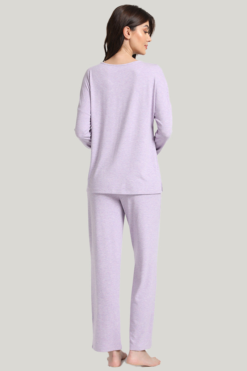 Soft And Comfortable Women’s Knit Long-sleeve Long Pants Pajamas Set-2315980024