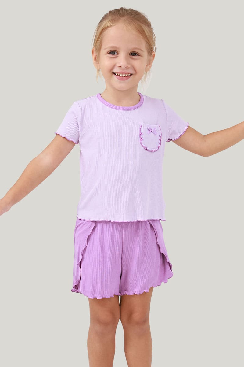 Custom Bamboo Kids Ribbed Short Pyjamas Outfit