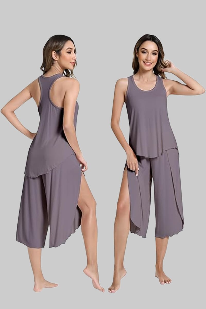 Bamboo Ribbed Pjs Racerback Tank Top and Capri Pants Pjs Set Wholesale