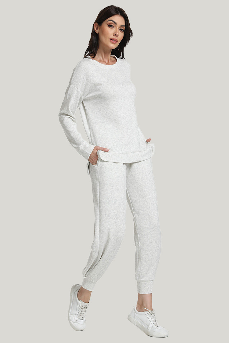 Jogging Sports Women’s Knit Long-sleeve Long Pants Pajamas Set-2315500103