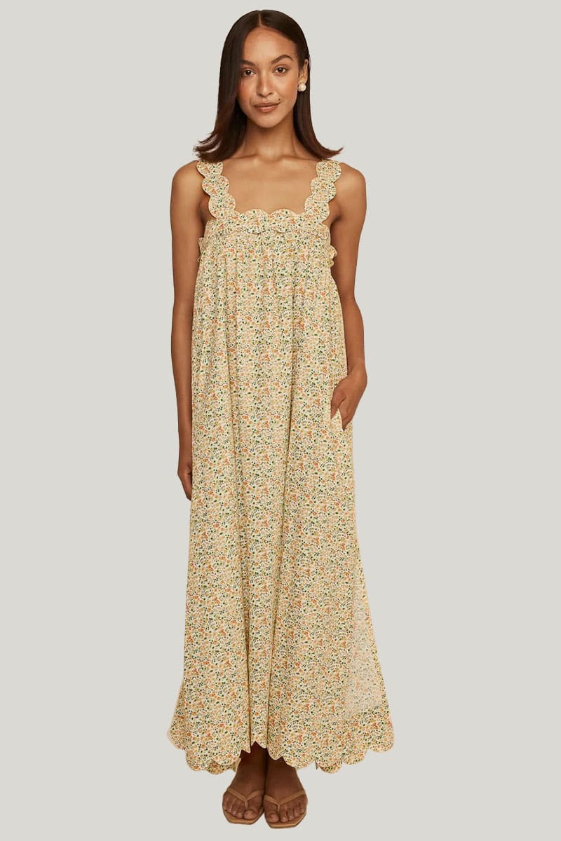 Private Label Cotton Floral Print Maxi Dress