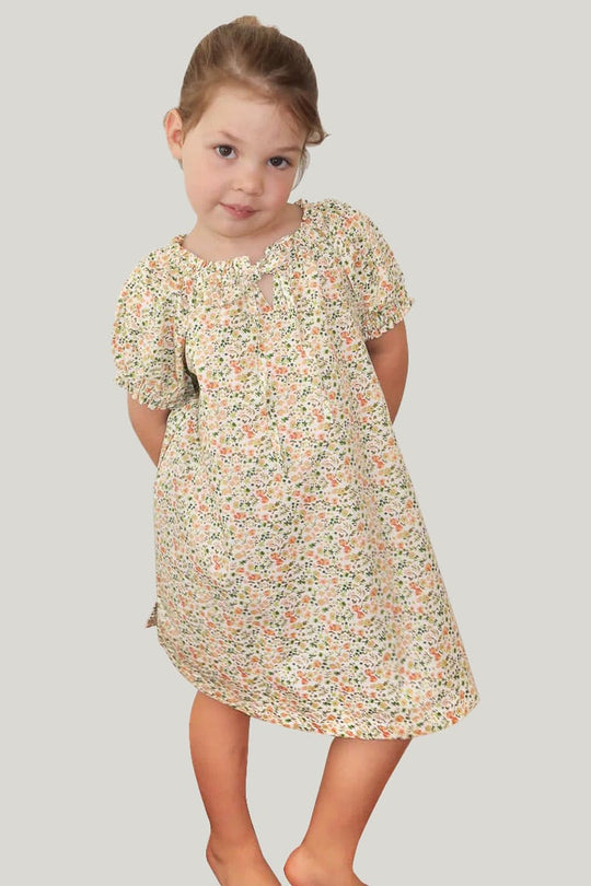 Private Label Girls Cotton Lounge Dress, Kids Printed Pajamas Wholesale Factory