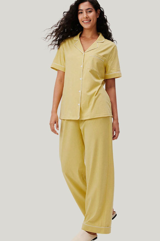 Private Label Short Sleeve Long Pants Pajama Set