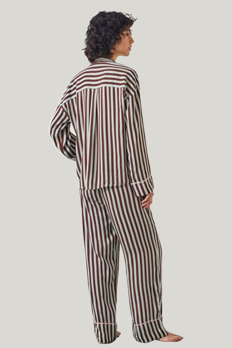 Wholesale Stripe Cotton Loungewear Pyjama Set