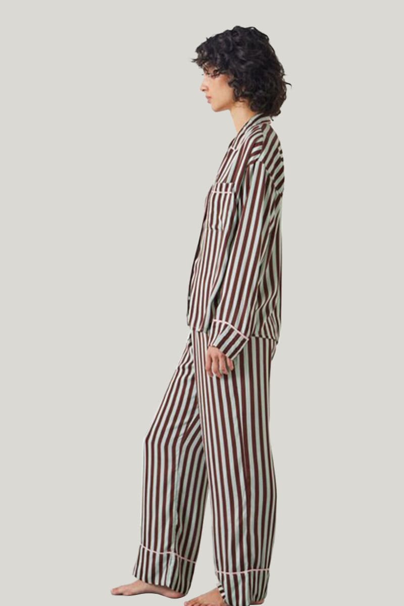 Wholesale Stripe Cotton Loungewear Pyjama Set