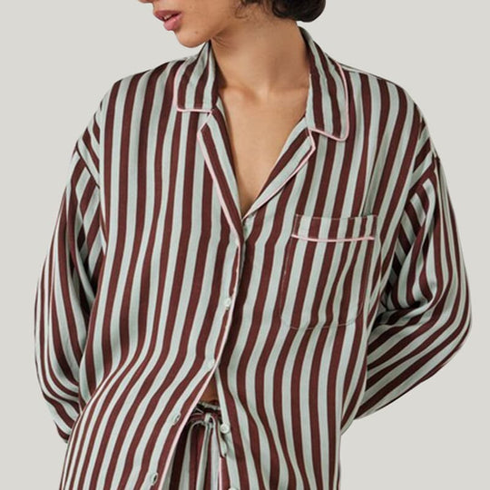 Wholesale Stripe Cotton Loungewear Pyjama Set