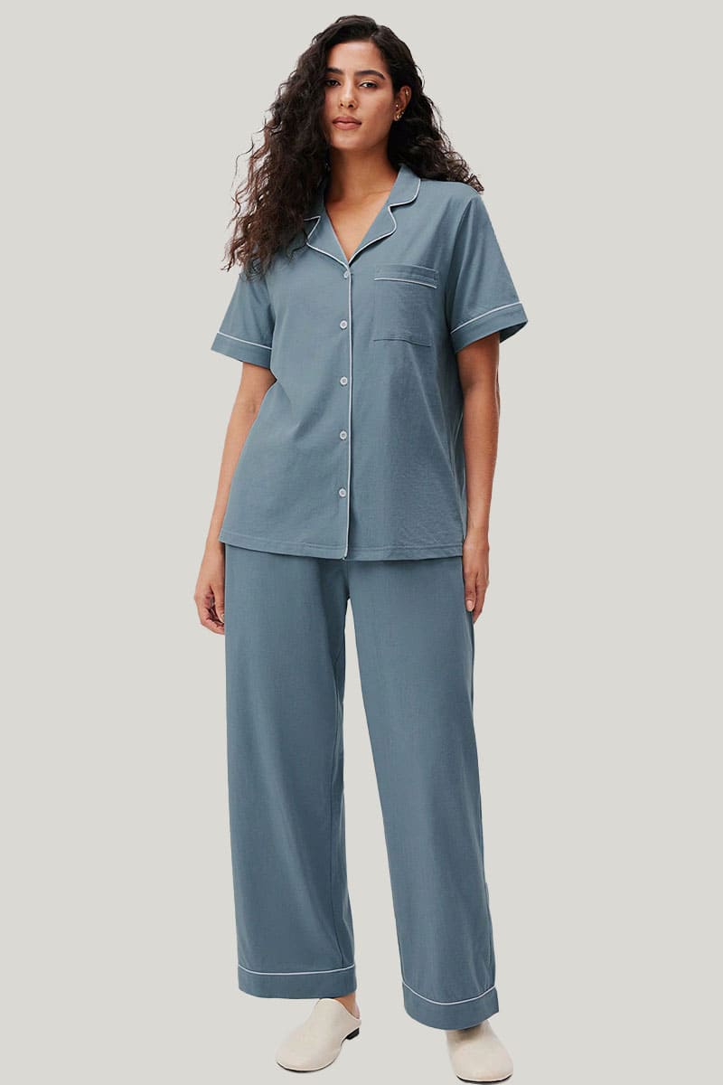 Women'S Short Sleeved Bamboo Cotton Blended Pjs Set Manufacturer