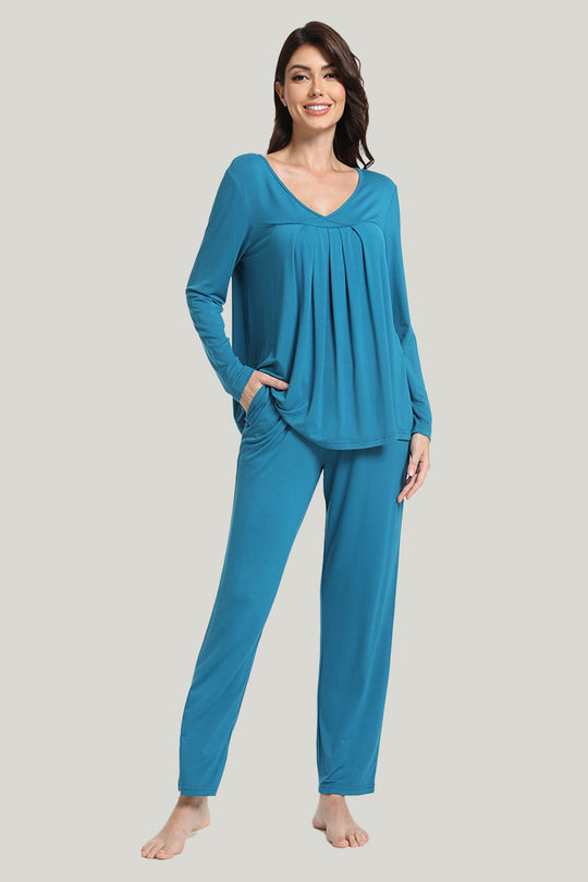 Loose And Elegant Women’s Knit Long-sleeve Long Pants Pajamas Set-2315500014