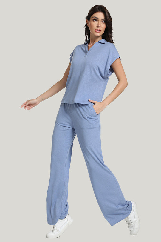 Stylish And Avant-garde Women’s Knit Short-sleeve Long Pants Pajamas Set-2315980026