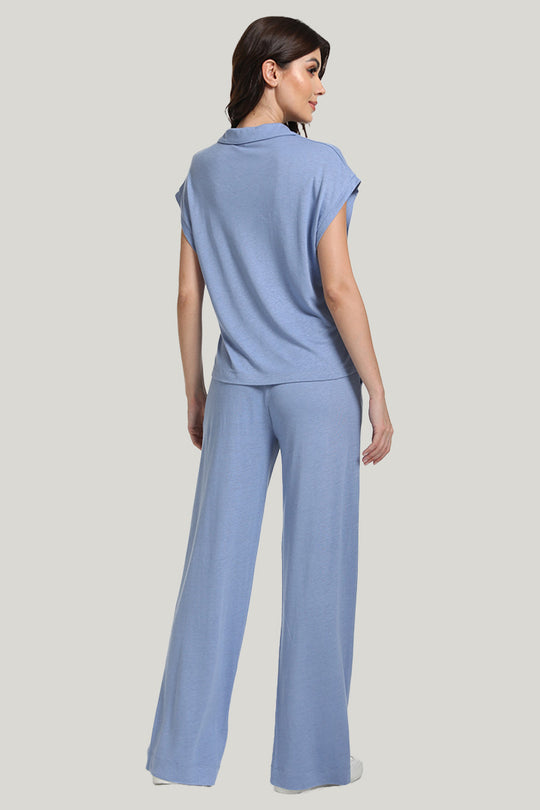 Stylish And Avant-garde Women’s Knit Short-sleeve Long Pants Pajamas Set-2315980026